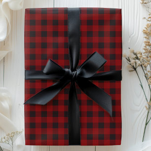 Papier Cadeau Rouge Et Noir Motif Carreaux De Buffalo