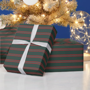 Papier Cadeau Rouge et vert de Noël rayures ondulées vacances