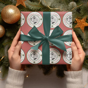 Papier Cadeau Rouge et Vert de Santa Noël Personnalisé