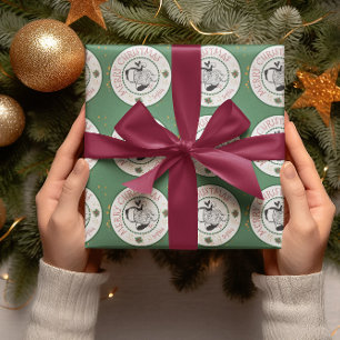 Papier Cadeau Rouge et Vert de Santa Noël Personnalisé