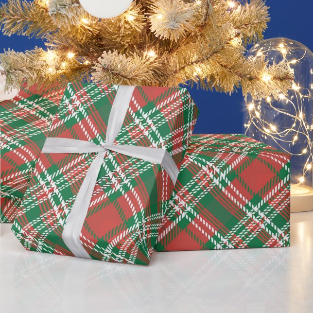 Papier Cadeau Rouge et vert Tartan Tartan Plaid Motif (Vacances)