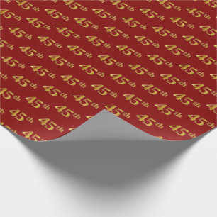 Papier Cadeau Rouge, Faux Or 45e (Quarante-Cinquième) Evénement