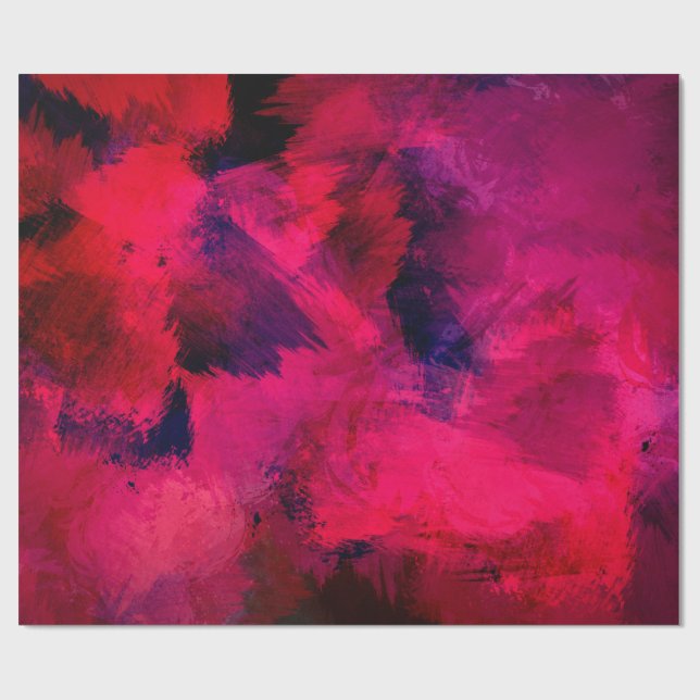 Papier Cadeau Rouge foncé et violet Abstrait moderne et audacieu (Plat)