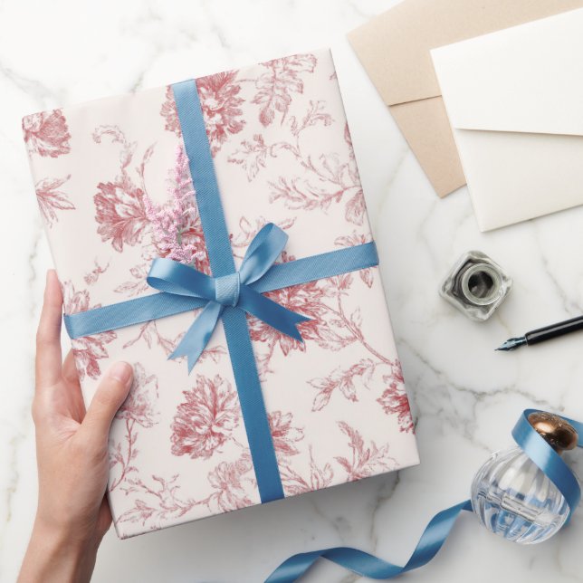 Papier Cadeau Rouge Foncé Floral Anniversaire (Cadeaux)