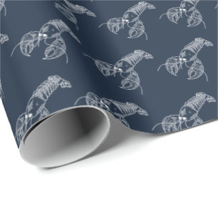 Papier Cadeau Rouge Homard Fruits de mer Maine Preppy Beach