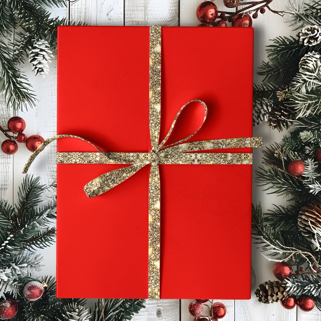 Papier Cadeau Rouge houx uni (Créateur téléchargé)
