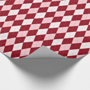 Papier Cadeau Rouge Jacquard Crimson rose Petit Diamant Forme