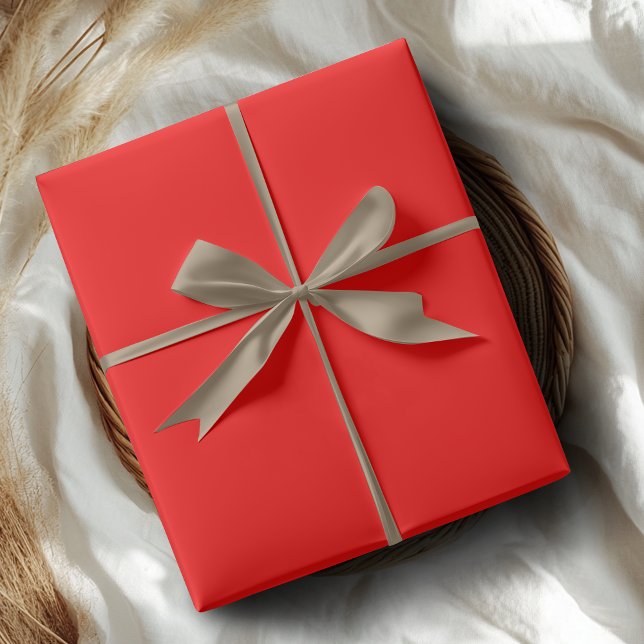 Papier Cadeau Rouge Néon Uni | Classique | Élégant (Créateur téléchargé)