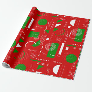 Papier Cadeau rouge noël memphis géométrie vintage années 1990
