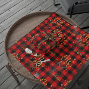 Papier Cadeau Rouge Noir Buffalo Carreaux Merry and Bright