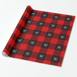Papier Cadeau Rouge Noir XXL Buffalo Carreaux Bûcheron Monogramm