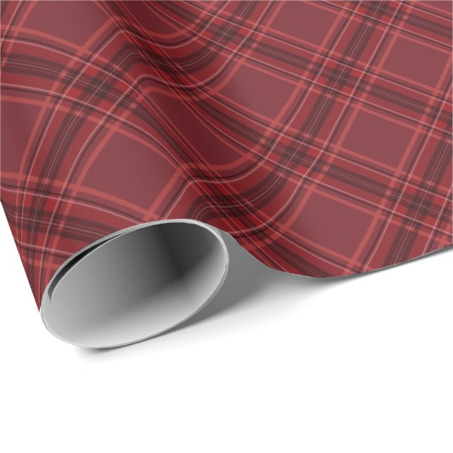 Papier Cadeau Rouge plaid classique de Noël (Coin rond)