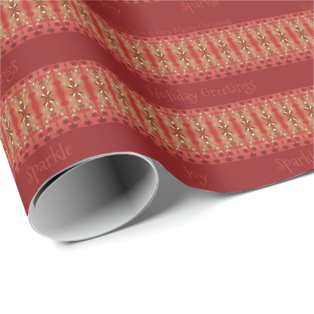 Papier Cadeau Rouge profond de style vintage (Coin rond)