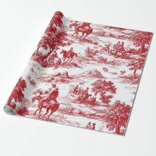 Papier Cadeau Rouge Romantique Toile de Jouy de Style Pastoral N