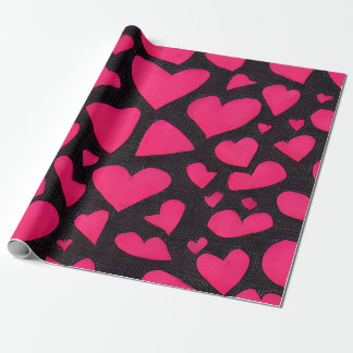 Papier Cadeau Rouge rose et noir amour Valentine