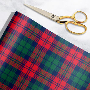 Papier Cadeau Rouge rustique, vert et tartan de Noël marine