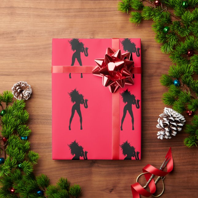 Papier cadeau rouge Saxophone Lecteur Fille (Cadeau de vacances)