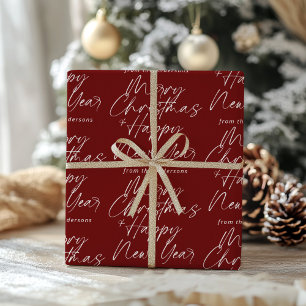 Papier Cadeau Rouge Simple moderne Joyeux Noël & Bonne Année