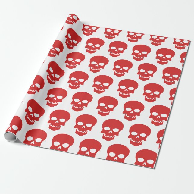 Papier Cadeau Rouge sur crâne blanc (Déroulé)