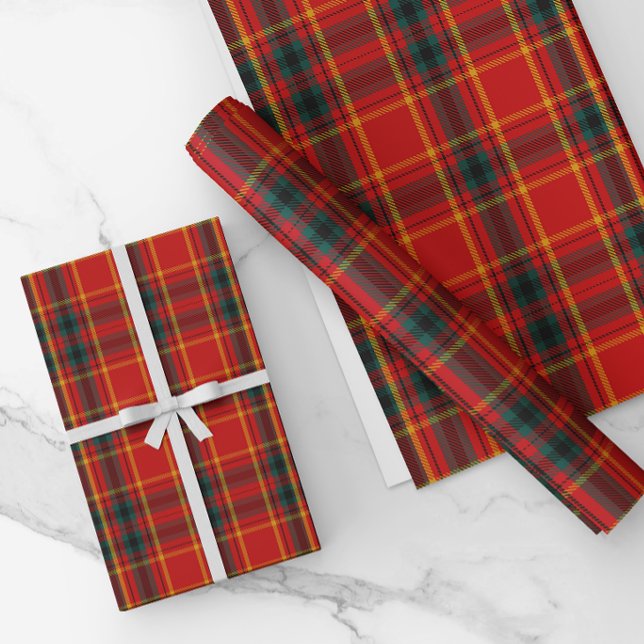 Papier Cadeau Rouge traditionnel de Noël et Plaid vert (Créateur téléchargé)
