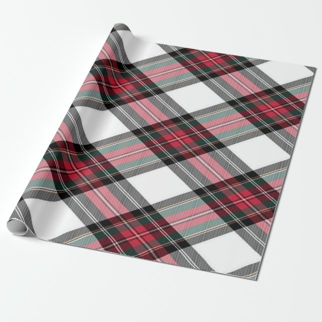 Papier Cadeau Rouge Vert blanc Steward Noël Plaid (Déroulé)