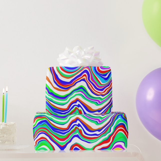 Papier Cadeau Rouge, Vert, Bleu, Blanc Abstrait (Cadeaux de fête)