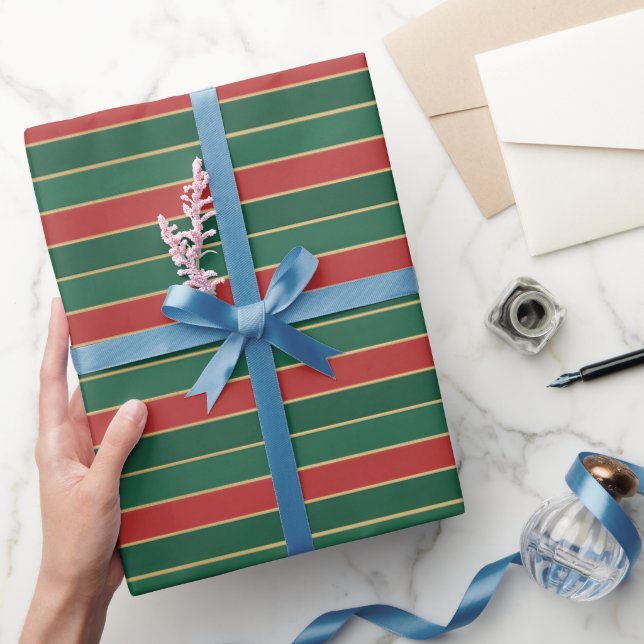 Papier Cadeau Rouge & Vert Classique Noël Rétro (Cadeaux)