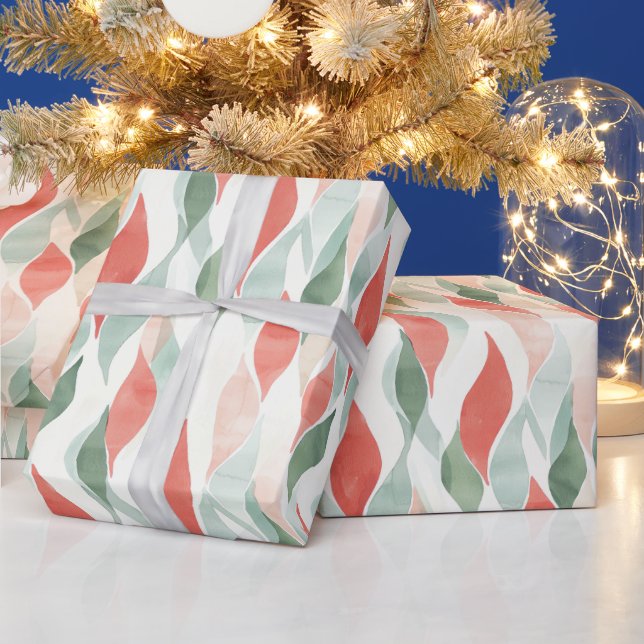 Papier Cadeau Rouge Vert Crème Menthe Blanche Noël (Vacances)