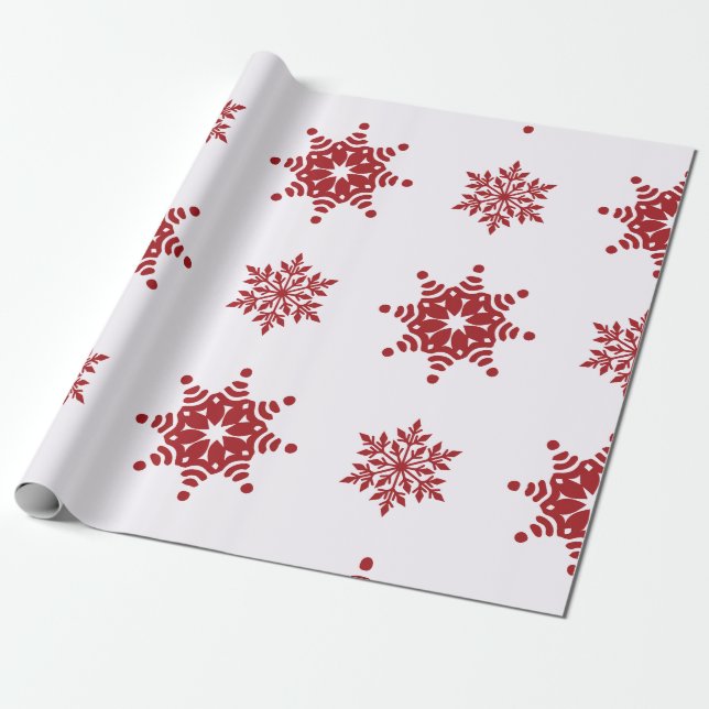 Papier Cadeau Rouge, Vert et Blanc Noël Lane Flocon de neige Emb (Déroulé)