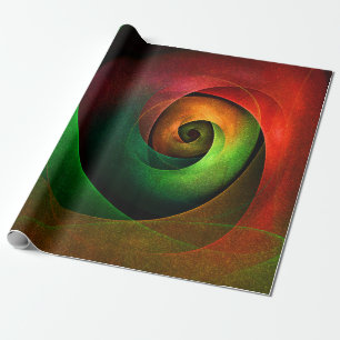 Papier Cadeau Rouge Vert Floral Moderne Art Abstrait Motif #21