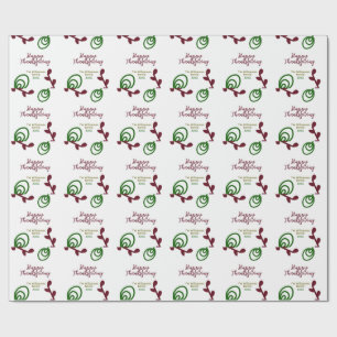 Papier Cadeau Rouge vert joyeux Thanksgiving floral feuille auto