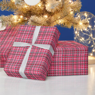 Papier Cadeau Rouge Vert Noël Rétro Carreaux Festif Classique