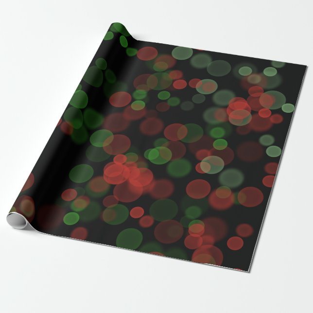 Papier Cadeau Rouge Vert noir bulles effet Bokeh (Déroulé)