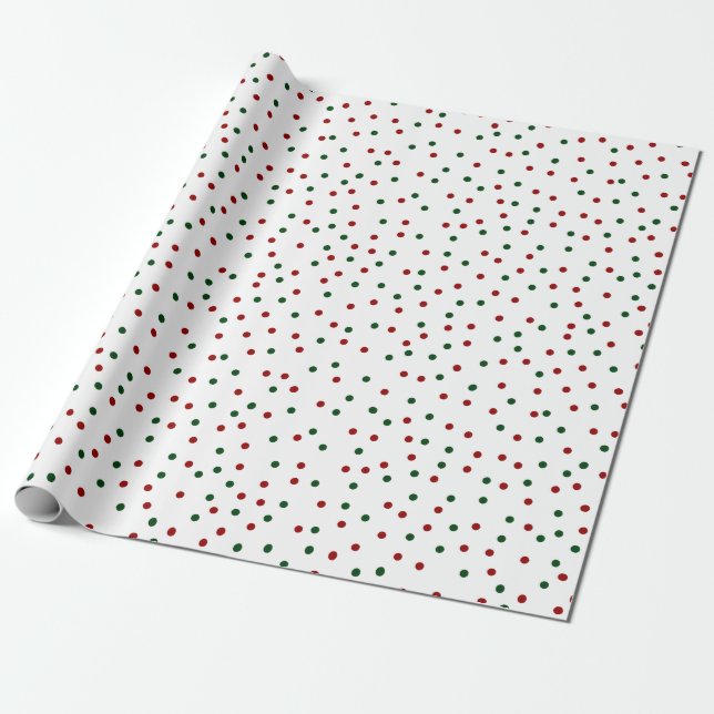 Papier Cadeau Rouge vert Polka point Motif Noël (Déroulé)