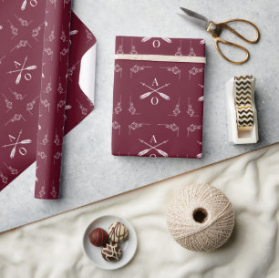 Papier Cadeau Rouge vin Monogramme et Flèches