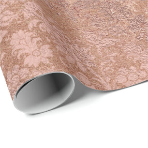 Papier Cadeau Rougissent la damassé florale de poudre florale
