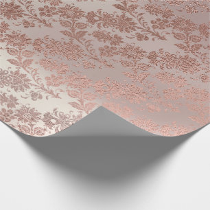Papier Cadeau Rougissent le charme floral de poudre florale d'or