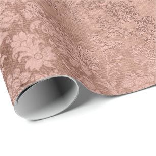 Papier Cadeau Rougissent le Faux floral VIP d'or de rose de rose