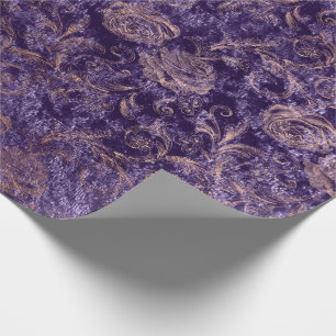 Papier Cadeau Rougissent le velours pourpre violet floral d'or