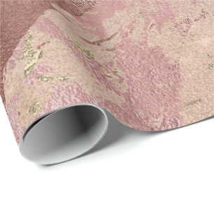 Papier Cadeau Rougissent les courses de marbre métalliques d'or