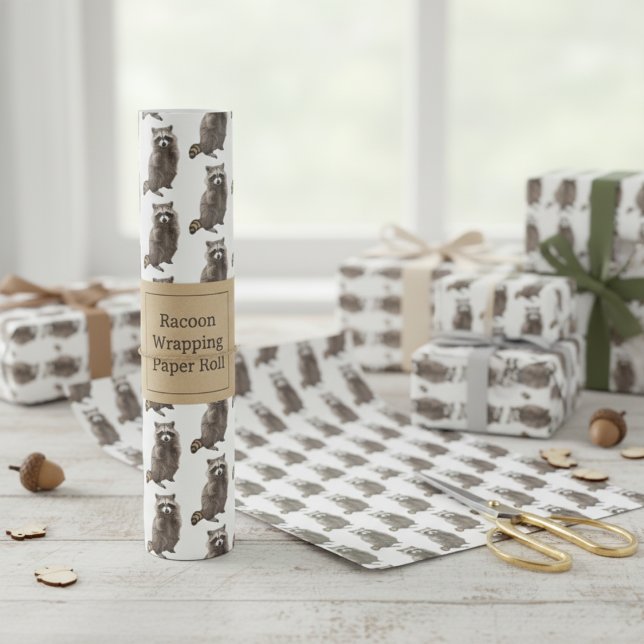 Papier Cadeau Rouleau de papier à enveloppement raccoon (Raccoon Wrapping Paper Roll)
