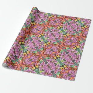 Papier Cadeau Roulement cadeau SG Poinsettias rouges et roses