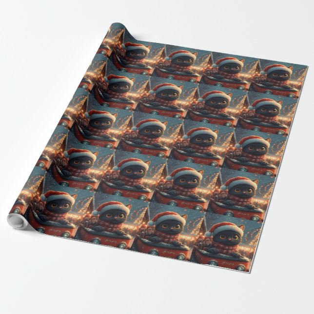 Papier Cadeau Roulotte de Noël Black Cat (Déroulé)