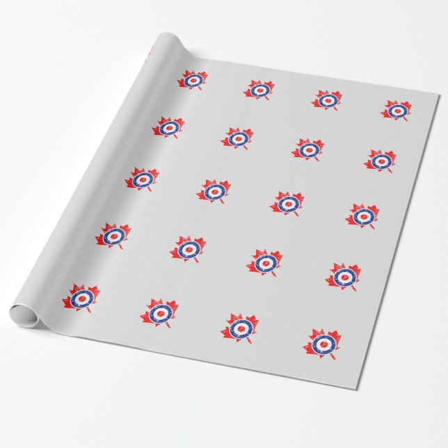 Papier Cadeau Roundel Feuille d'érable canadien Grunge Mod CANAD (Déroulé)