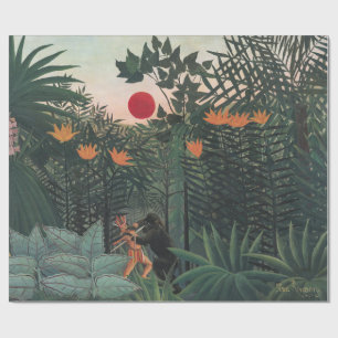 Papier Cadeau Rousseau - Paysage tropical, Indien et gorille