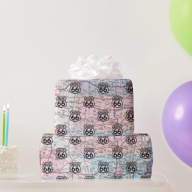 Papier Cadeau Route 66 Connectez-Vous Sur La Feuille De Route (Cadeaux de fête)