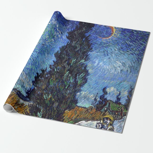 Papier Cadeau Route avec cyprès de Van Gogh Impressionnisme (Déroulé)