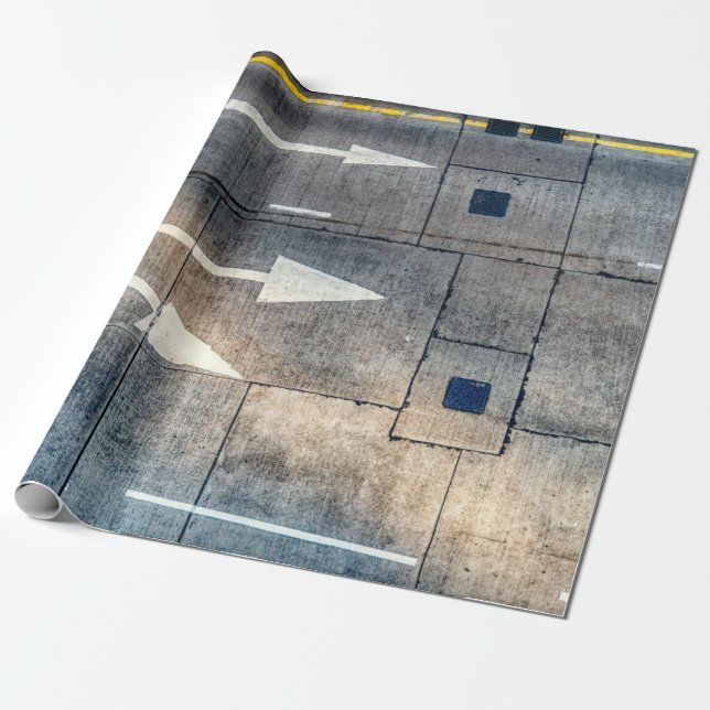 Papier Cadeau Route en béton avec direction fléchée peinte (Déroulé)