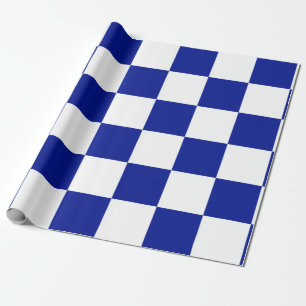 Papier Cadeau Royal Blue et White À damiers Motif