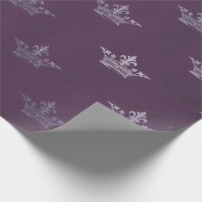 Papier Cadeau Royal Crown Princess Amethyst Purple Plum Grey (Coin)